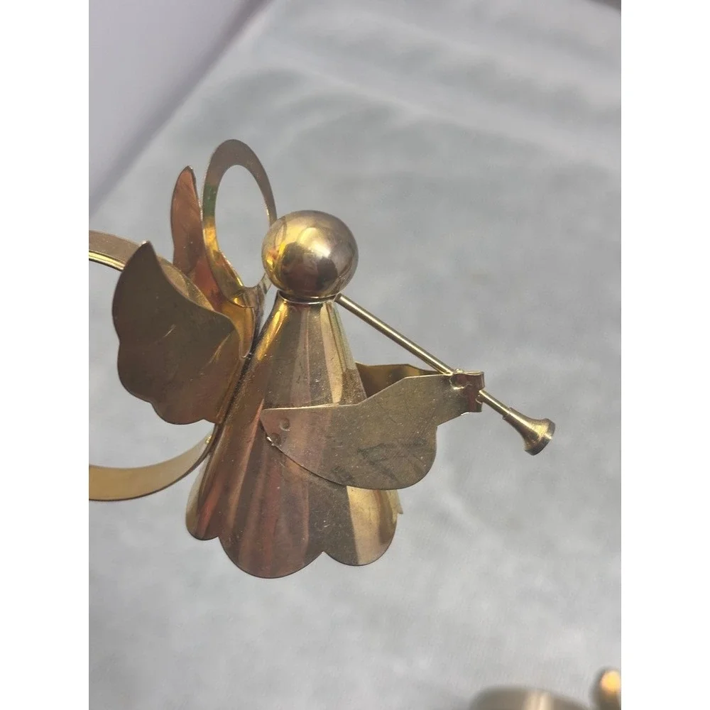 Vintage Brass Angel Napkin Rings Set of 4 Gold Christmas Holiday Table Decor‎